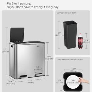 Home 2 x 8 gallon (2 x 30 l) garbage can for kitchen