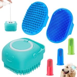 Home comotech 6pcs dog bath brush & dog toothbrush
